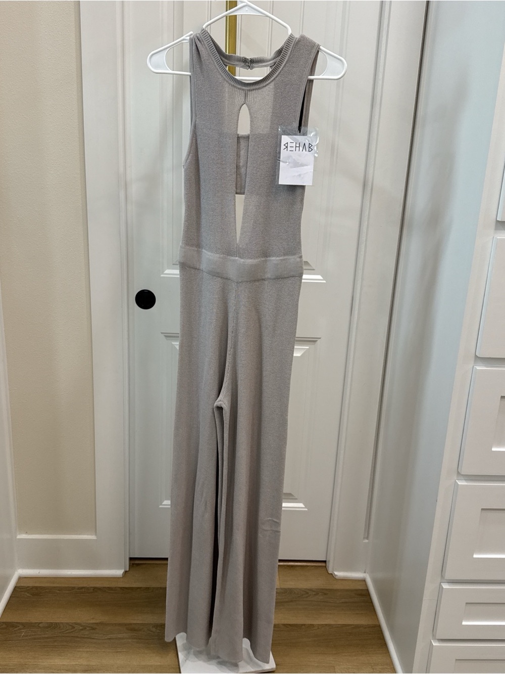 Rehab Sleeveless Wide-Leg Jumpsuit in Taupe